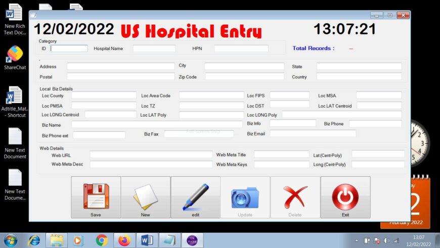 US HOSPITAL ENTRY FORM FILLING JOB AVAILABLE AT VDATA TECH CALL 7708244092