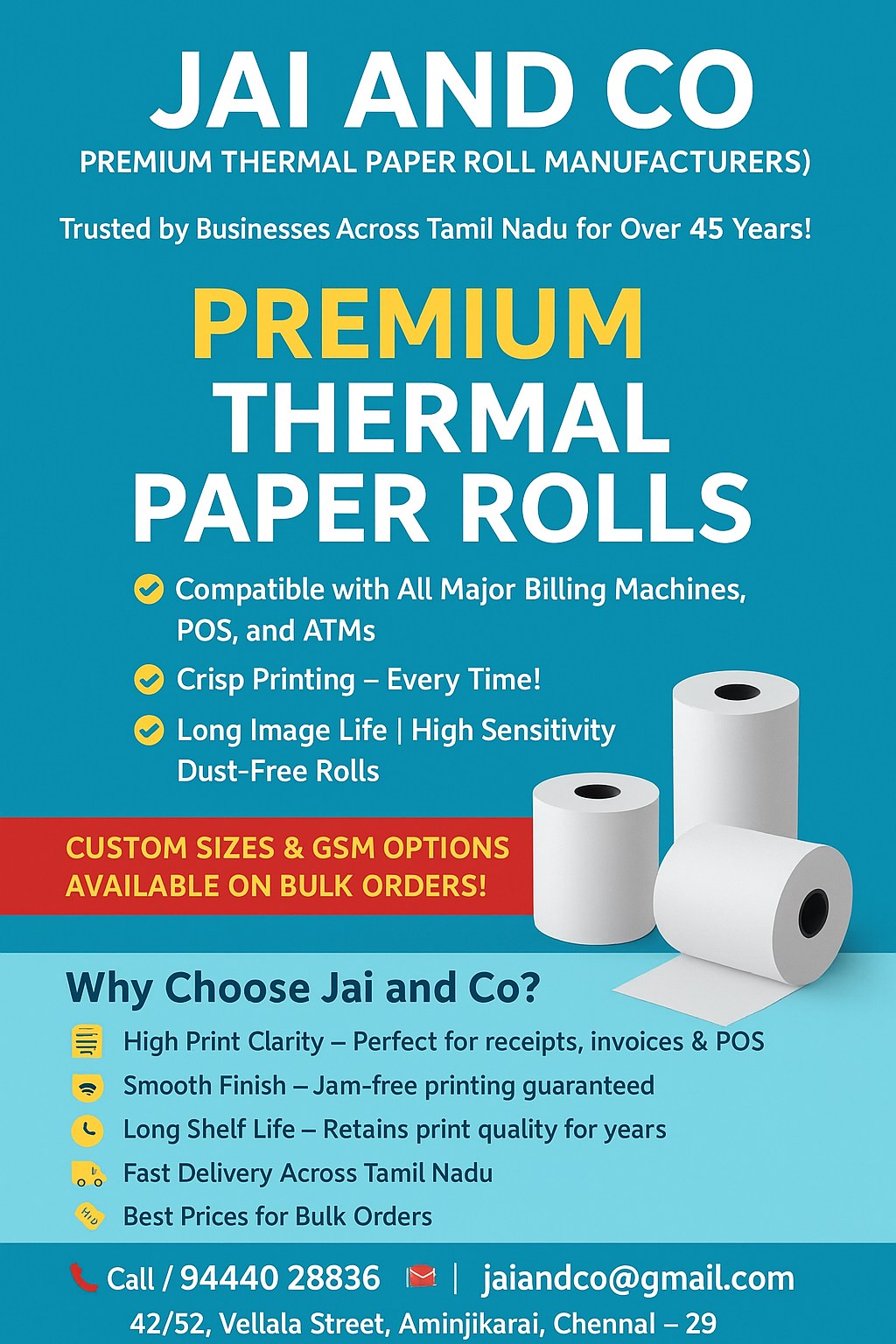 Thermal Paper Rolls by Jai And Co
